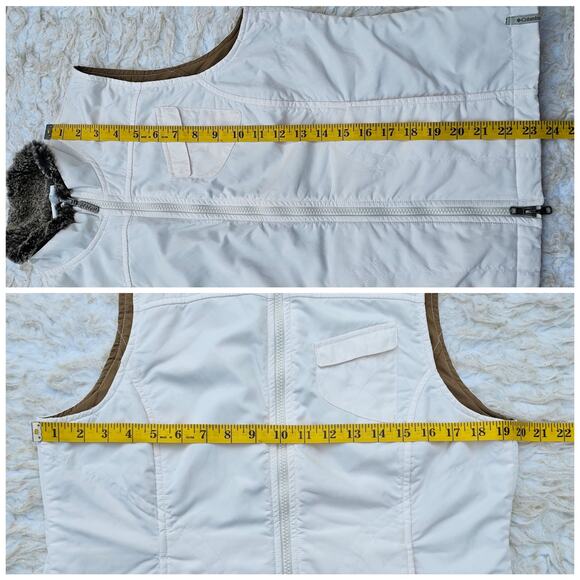 Fur Trim Vest Columbia Quiet Canyon Size M Med White Tan Zip Front Reversible - Picture 8 of 13